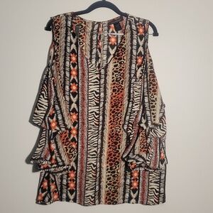 Ashley Stewart cold shoulder blouse V neck Size 14/16